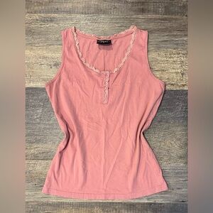 Women's Pink Lace Trim Cami Tank Top Size Small